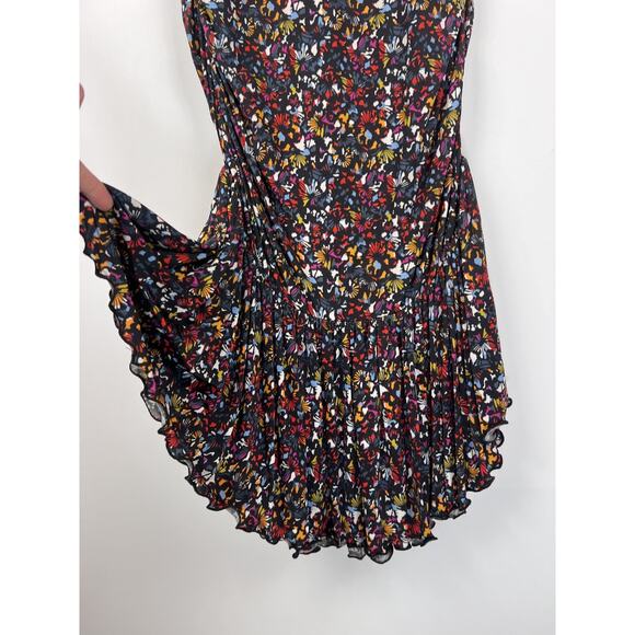 Tanya Taylor Floral Puff Sleeve Mini Dress M Ruffle Hem Drop Waist - Picture 9 of 10